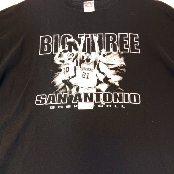San Antonio Spurs Big Three Basketball Shirt Mens XL Black Graphic Design Gilden - Picture 3 of 6